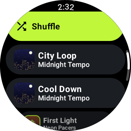 Song list with album art